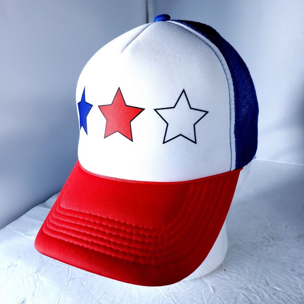 Stars  America Snapback Chillmeister Trucker Hat Red White Blue Patriotic Cap